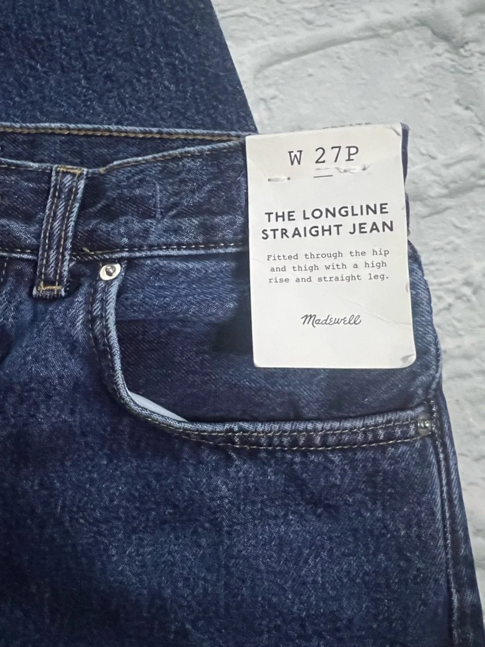 Madewell The Longline Straight Leg Jean High Rise Mckinney Wash NWT 27P